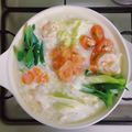 K12uk1's cooksnap of when they made 生姜＋海老＋明太子＋豆腐の発汗豆乳鍋.