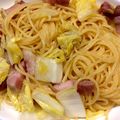 はに333's cooksnap of when they made 白菜とベーコンの煮込みパスタ♪.