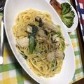 sakurakila's cooksnap of when they made ささみ肉と水菜のクリームパスタ.