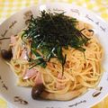 クリちゃん0309's cooksnap of when they made ☆キノコのにんにくきいた和風大葉パスタ☆.