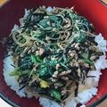 na_na3's cooksnap of when they made ほうれん草★豚肉★ひじき★栄養バランス丼.