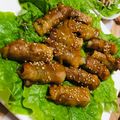 おるご's cooksnap of when they made お餅をおかずに♪お餅と大葉の肉巻き.