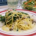 ☆★ケイト★☆'s cooksnap of when they made ほうれん草とベーコンのクリームパスタ♡.