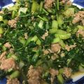 かおりん22's cooksnap of when they made かぶの葉と豚ひき肉炒め.