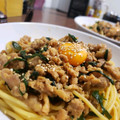 くまにぎり's cooksnap of when they made ニラと鶏そぼろの和風パスタ.