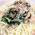Nya6nya6's cooksnap of when they made 鮭とほうれん草のクリームパスタ.