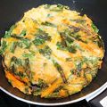 シュフ子's cooksnap of when they made 春菊の米粉チヂミ＊卵＆グルテンフリー.