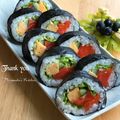 Miiyasusho's cooksnap of when they made 梅サーモンサラダ巻きずし.