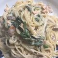 ただきよ's cooksnap of when they made ◎鮭ほうれん草しめじのクリームパスタ◎.
