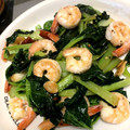 むー太朗's cooksnap of when they made タアサイとエビの炒めもの.