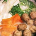 プレミアムわさび♪'s cooksnap of when they made 牛乳でお手軽！鶏だんごのとんこつ鍋.