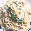 KIYOMI89's cooksnap of when they made ◎鮭ほうれん草しめじのクリームパスタ◎.