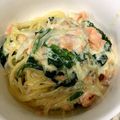 クックGSZT2F☆'s cooksnap of when they made 鮭とほうれん草のクリームパスタ.