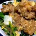 たまきてい's cooksnap of when they made 残り物アレンジ☆唐揚げとほうれん草卵とじ.