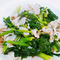 かの吉's cooksnap of when they made カブの葉と、塩糀漬け豚肉のさっと炒め.