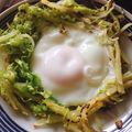れんげ畑より。's cooksnap of when they made あまった千切りキャベツde目玉焼き.