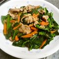 卯月のうさぎ２０１４'s cooksnap of when they made 小松菜と豚肉のにんにく炒め.