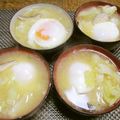 ジョングレ's cooksnap of when they made 少しだけ贅沢なキャベツと半熟卵のお味噌汁.