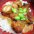 狼かあさん☆'s cooksnap of when they made ★リメイク★から揚げ照り焼き丼★.