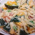 ズボラねこ's cooksnap of when they made 簡単！かぼちゃとほうれん草クリームパスタ.