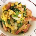 しゅんのま's cooksnap of when they made 葉玉ねぎとベーコンの卵炒め.