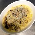 menco912's cooksnap of when they made サバの水煮缶チーズカレークリームパスタ.