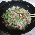 ななちさん's cooksnap of when they made 水菜ときのこの梅にんにく炒め.