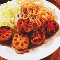 YU（╹◡╹）♡'s cooksnap of when they made カリっと美味しい☆レンコンのはさみ焼き☆.
