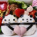 くりくりくりんご's cooksnap of when they made パンダちゃんおにぎりのバレンタイン弁当.