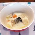すのもも's cooksnap of when they made 鯖缶まるごと！白菜、里芋のミルクスープ.