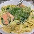 ハシビロ耕作's cooksnap of when they made 鮭と水菜のクリームパスタ.