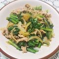 にゃんこ7's cooksnap of when they made 豚肉と春菊のオイスターマヨ炒め.