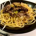 ぴよんぬ1980's cooksnap of when they made 牛肉ときのこのバター醤油パスタ.