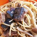 Ipong's cooksnap of when they made レンジで♪鯖の水煮缶まるごと！ネギパスタ.