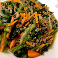 RKN♡'s cooksnap of when they made ほうれん草と挽き肉のピリ辛炒め♥.