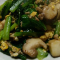はっぱちゃん0814's cooksnap of when they made 丸葉黒小松菜と鶏もも肉の卵とじ♪.