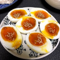 YUKIKI☆'s cooksnap of when they made 半熟ゆでたまご♪醤油とゴマで即席味玉風！.
