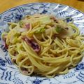 えどぢろ's cooksnap of when they made イカの塩辛のスパゲッティ♪.