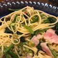 のんたんずキッチン♪'s cooksnap of when they made ふきのとうとベーコンのパスタ.