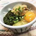 蒼の雫sp's cooksnap of when they made 新玉・卵・納豆丼.
