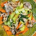 taigasuu's cooksnap of when they made チンゲン菜と豚こま肉のガリポン炒め.