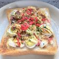 はらぺこしろうさぎ's cooksnap of when they made 茹で卵のお好み焼トースト.