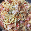 ちまちょごり５５'s cooksnap of when they made あさりとベーコンの♪トマトスパ.