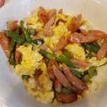 のの。's cooksnap of when they made アスパラとウィンナーの炒り卵.