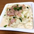 ゆきんこてゃん's cooksnap of when they made 子供も大好き♪濃厚きしめんカルボナーラ♡.