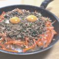 松's cooksnap of when they made 簡単節約晩ごはん⑧フライパンビビンバ.