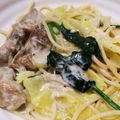 こじま･ジョフロワ's cooksnap of when they made 鶏肉とほうれん草のクリームパスタ.