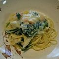 Gクミ's cooksnap of when they made エビとホウレン草のクリームパスタ.