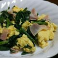mamaさん1221's cooksnap of when they made 春色ふわっ＊ほうれん草とベーコンの卵とじ.