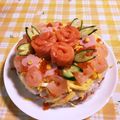 やなとまと's cooksnap of when they made ひなまつりやお祝いに♡お花のお寿司ケーキ.